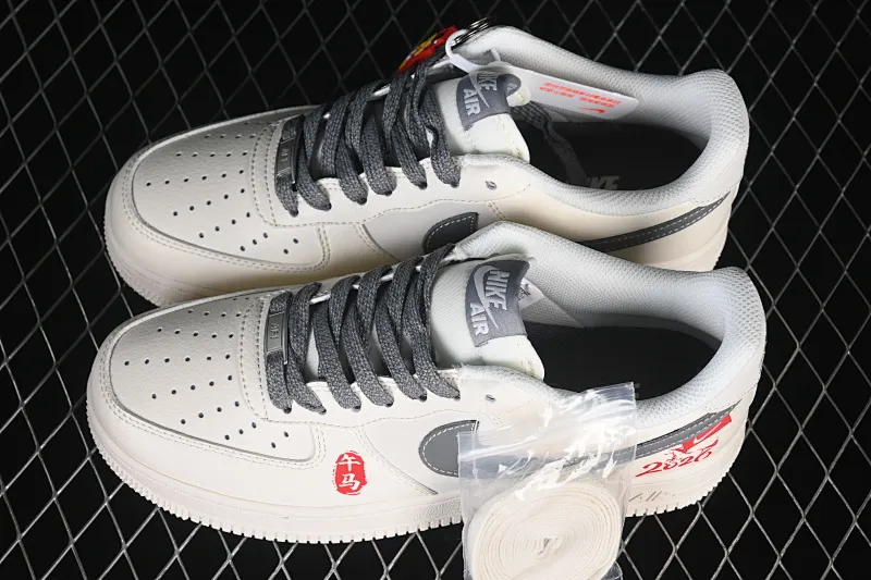 All categories Nk Air Force 1 Air Force series Nk Air Force 1 Low Air Force low-top Nike Air Force 1'07 Low Year of the Horse limited edition Wu Ma rice gray red Air Force 1 low-top casual sneakers MZ9588-822